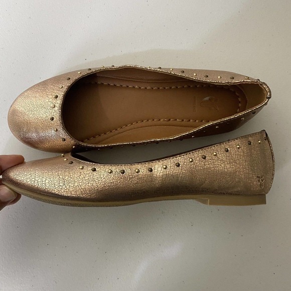 Frye Girls Youth Carson Shimmer Ballet Flat Rose Gold Slip On Shoe Casual Size 4 - Picture 3 of 9